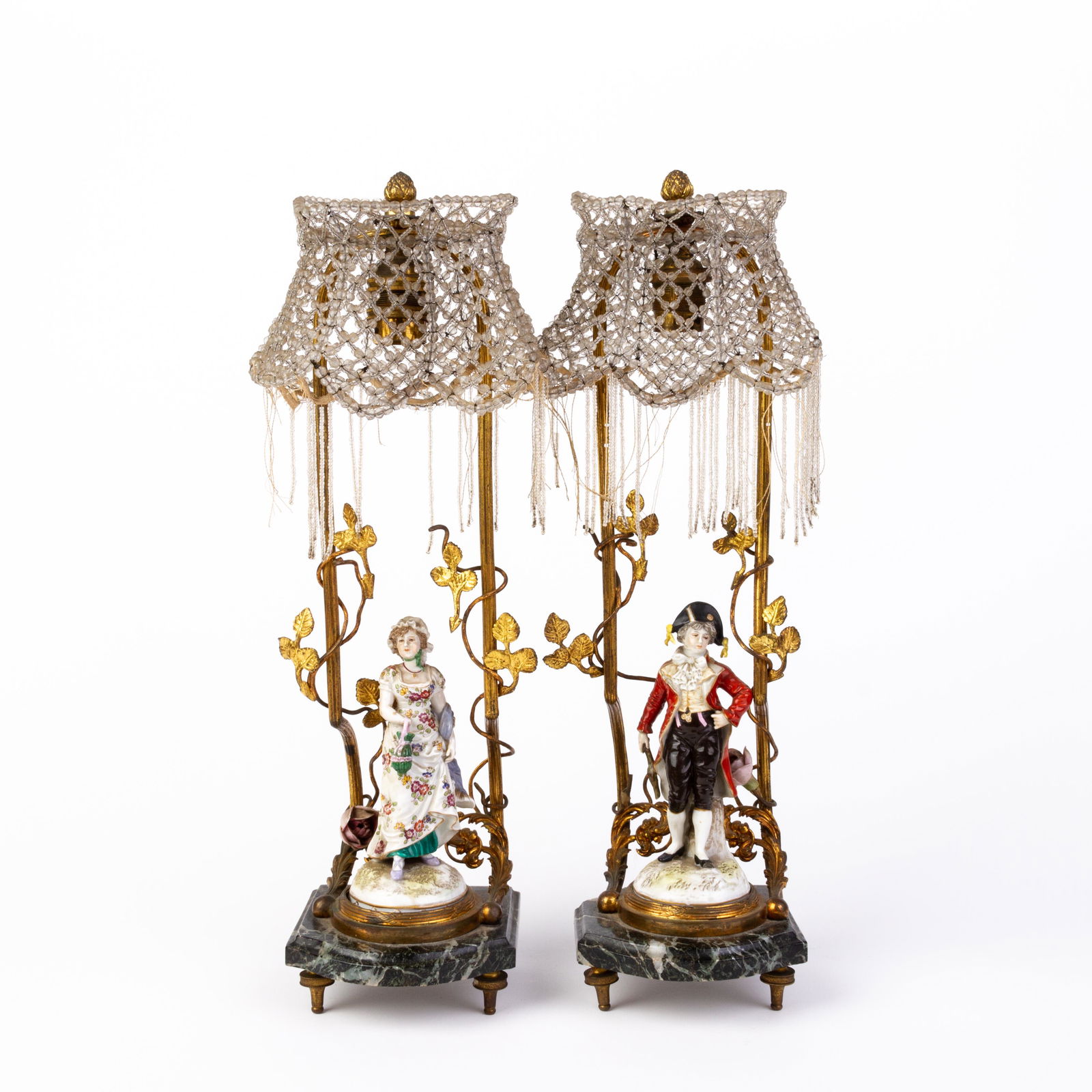 Pair of Victorian Figural Porcelain & Ormolu Lamp Bases (1 of 10)