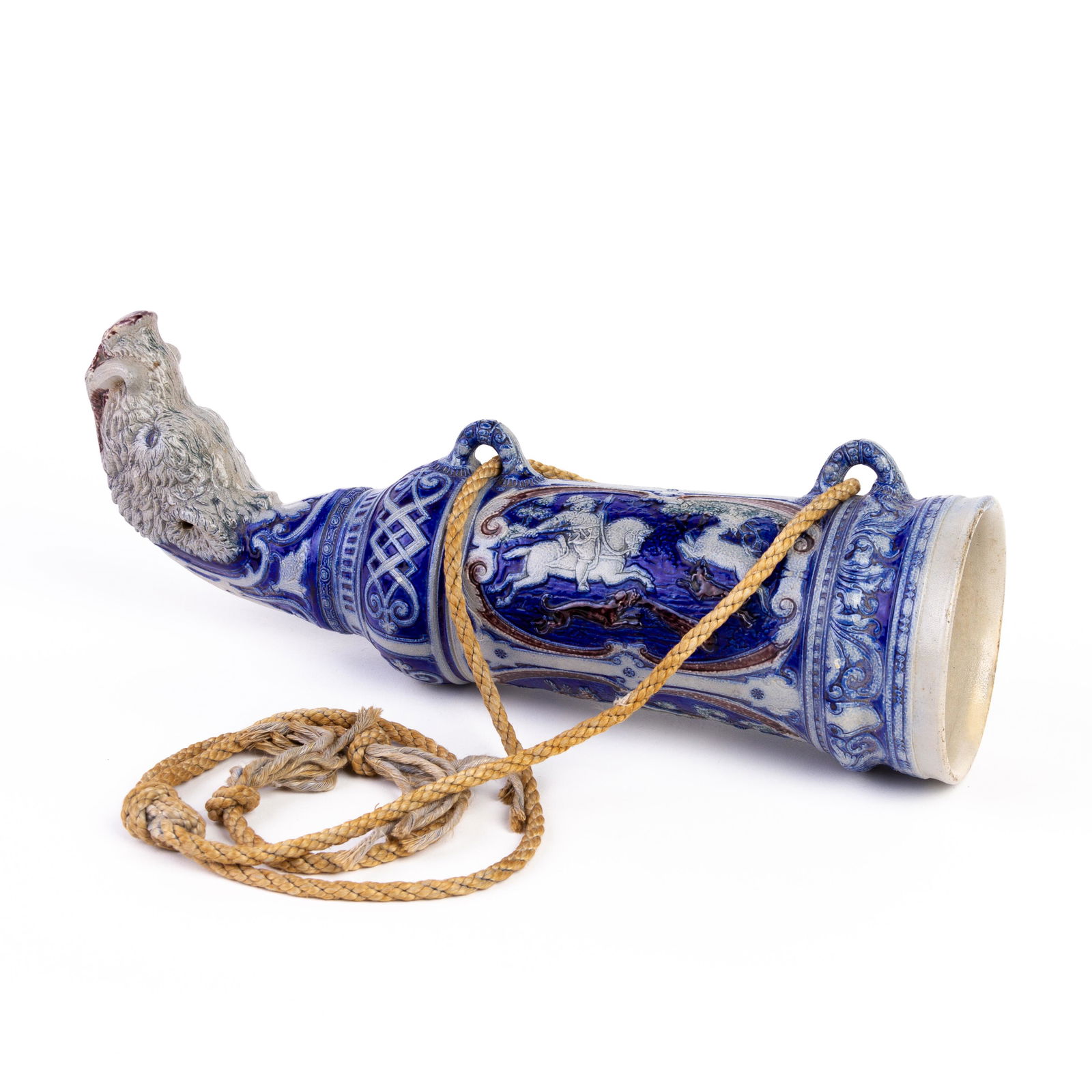 German Westerwald Salt Glazed Pottery Boar Pitcher Jug (1 of 5)