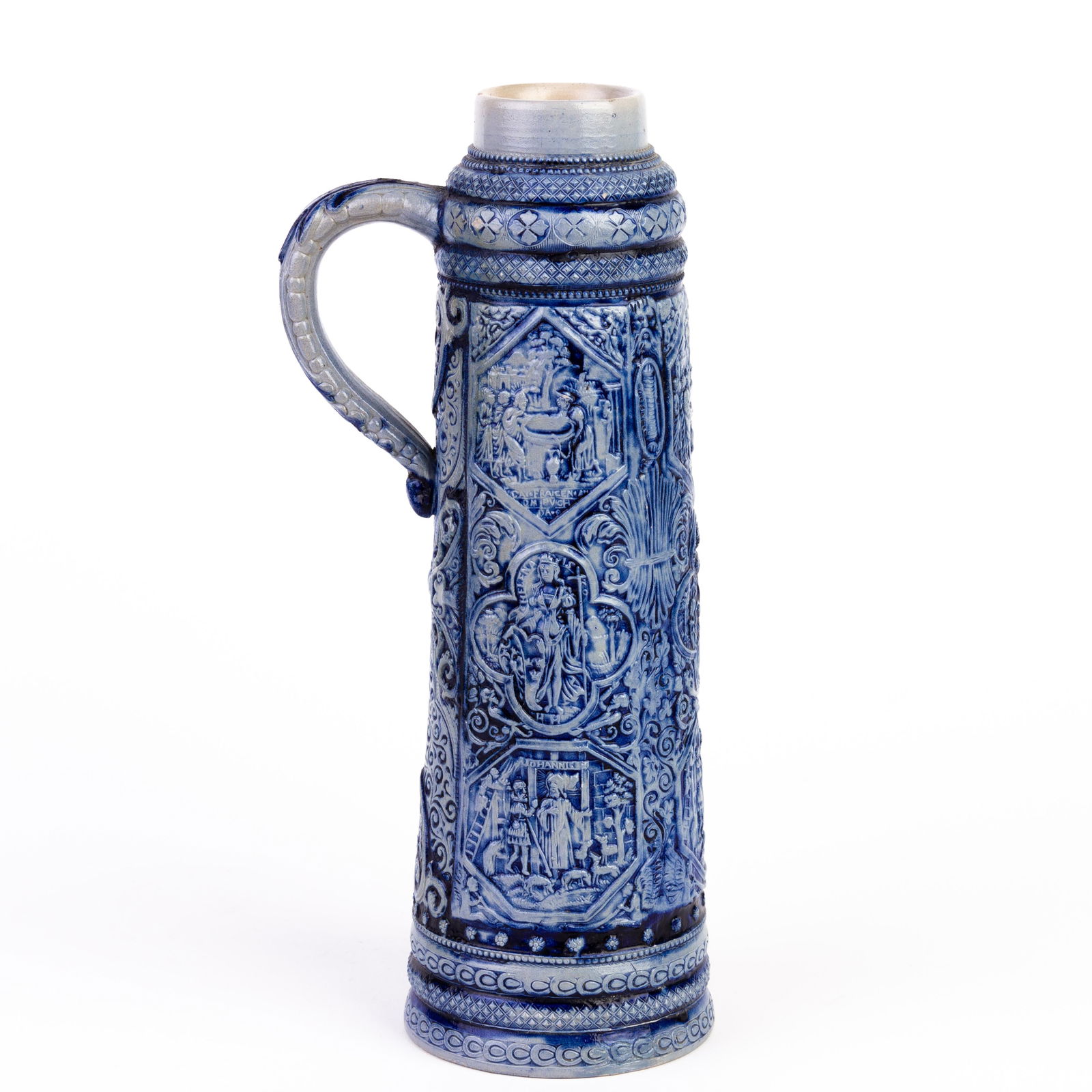 German Westerwald Salt Glazed Pottery Tankard Beer Stein 19th C (1 of 5)