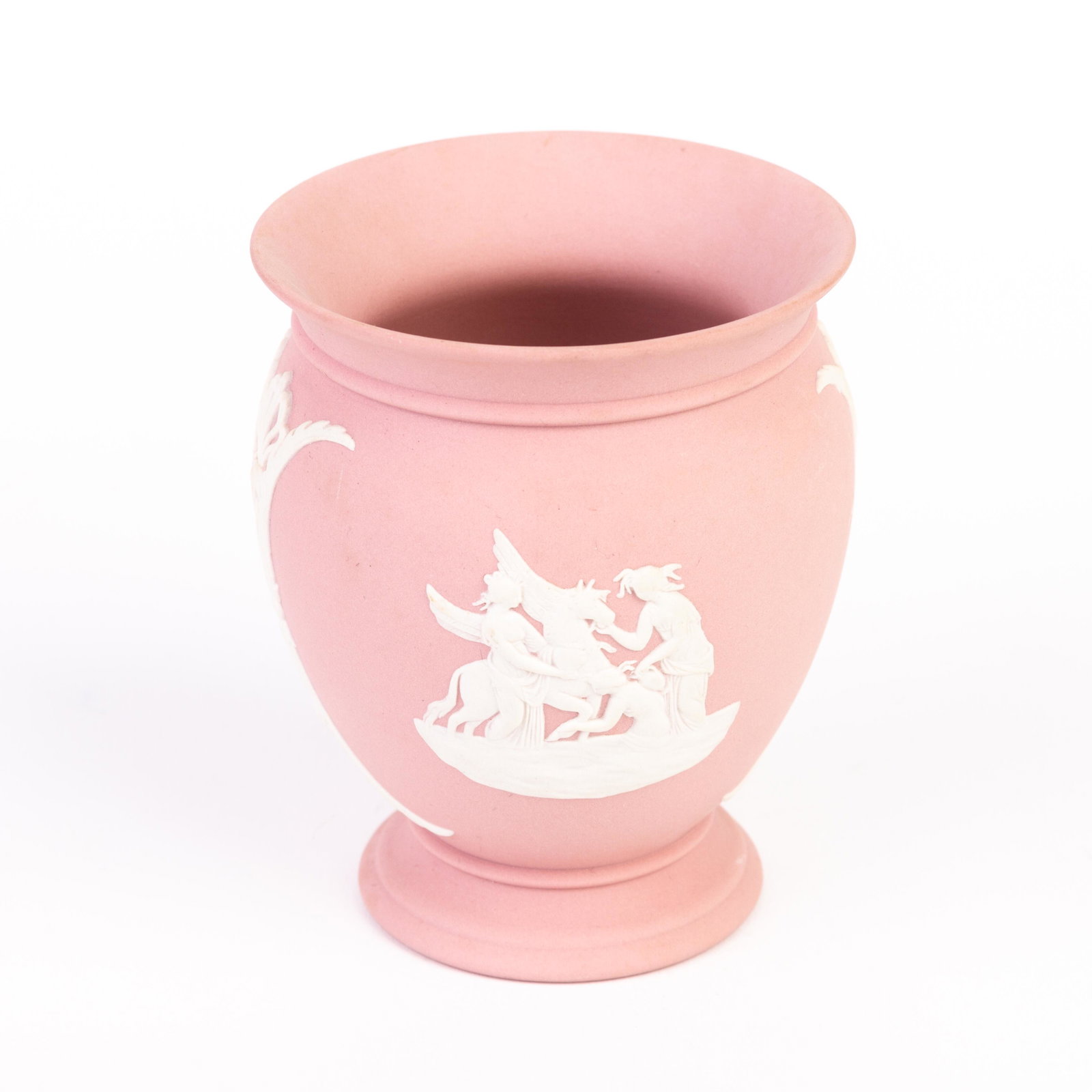 Wedgwood Pink Jasperware Neoclassical Urn Vase: DIMENSIONS APPROX 8.5x8.5x10CM. Please carefully study all photographs to get an accurate idea of the object. In good condition, as seen. Shipping is in-house and we ship internationally to US and res