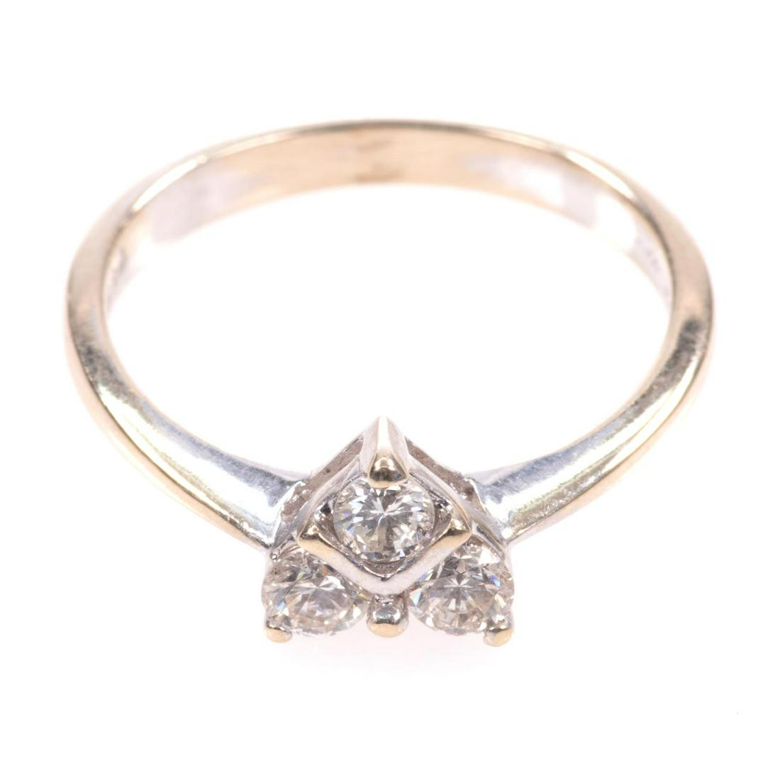 18 Kt White Gold 0.33ct Diamond Trilogy Heart Ring (1 of 1)
