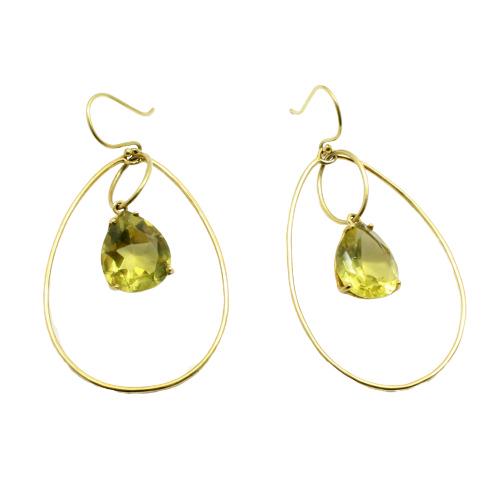Estate 18k Gold Large Lemon Quartz Hoop Earrings: Vintage Estate 18k Yellow Gold Large Lemon Quartz Hoop Earrings Total Size: 30mm x 57mm Lemon Quartz Stone Size: 12mm x 13.5mm Unstamped, but tested professionally for solid 18k Yellow Gold 2#65ord