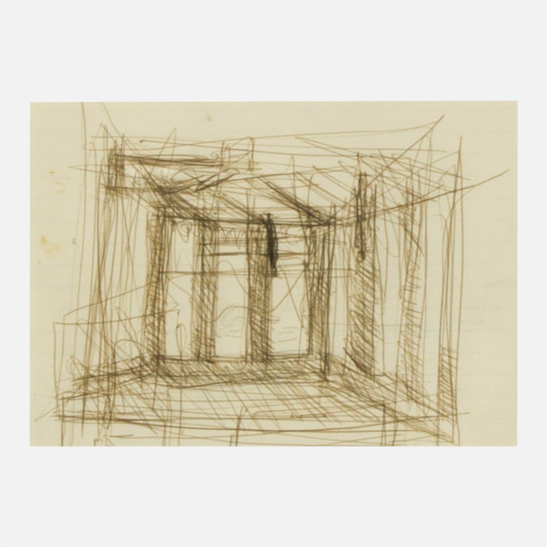 Attr. Robert Wilson, Untitled Drawing: USA, 1980s ink, paper frame 12.75 x 11 3/8; aperture 3.5 x 6.75; 2 lbs Set drawing attributed to Robert Wilson. Provenance: Ex-collection Paul F. Walter; Christies; Private collection, NYC