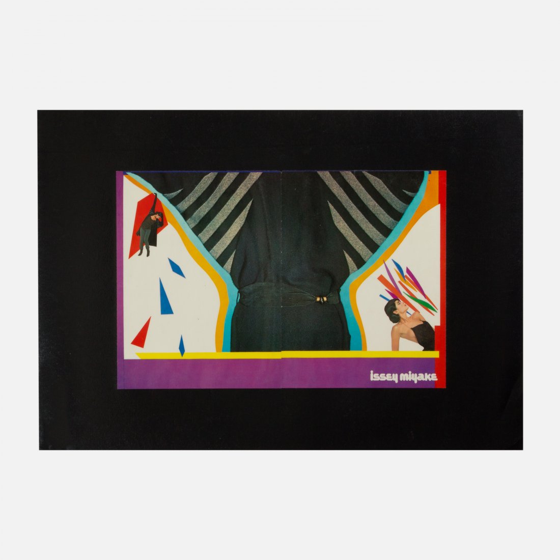 Laurie Rosenwald, Issey Miyake Spread: USA, 1980s laminated paper 27.5 x 19.25; 5 oz Two-sided graphic work, Issey Miyake, spread for Vogue by Laurie Rosenwald. Laurie Rosenwald, daughter of artist Robert Rosenwald, is a graphic designer a