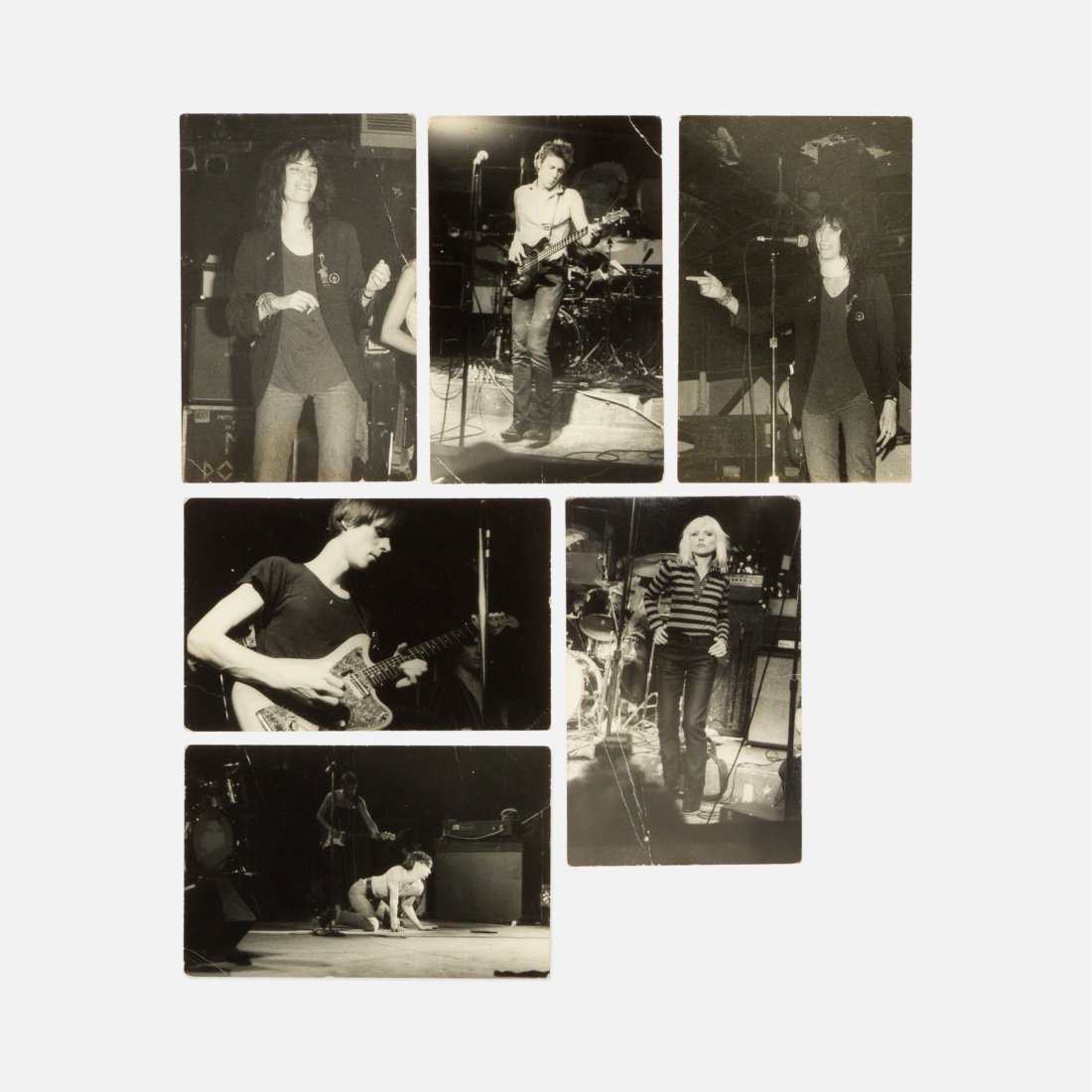 Mykel Board, CBGB Photographs: USA, 1970s-1980s photographs 5 3/8 x 3.5; 8 oz Photographs by Mykel Board of Patti Smith, Richard Hell, Tom Verlaine, Debbie Harry, and Iggy Pop. Marked on backs with Mykel Board stamp. Provenance: Pr