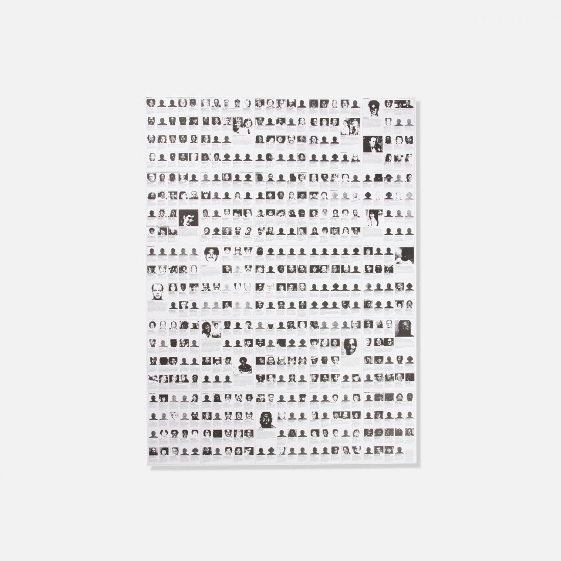 Felix Gonzalez-Torres, Untitled (Death by Gun): USA, 1990 offset lithograph 45" x 33" One sheet from Untitled (Death by Gun) by Felix Gonzalez-Torres; take-away sheet from an original work by Gonzalez-Torres. Printed later than 1990. Provenance: Pr