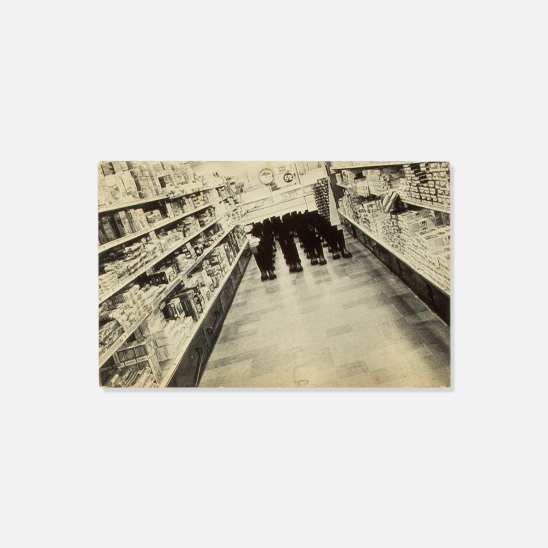 Eleanor Antin, 100 Boots in the Market: USA, 1971 halftone photo postcard 7" x 4.5" 100 Boots in the Market by Eleanor Antin, Solana Beach, California, May 17, 1971, 9:30 A.M.; title, return address, and printer's credit printed in ink on c