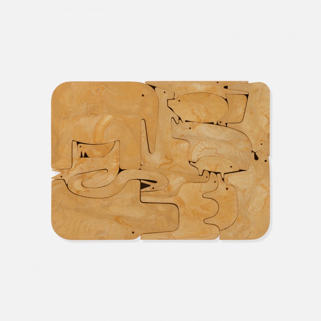 Enzo Mari, 16 Animali: Italy, 1957 cast resin 14" x 10" x 1.5" 16 Animali puzzle by Enzo Mari for Danese Milano with box. key: modern, modernist, mid century, toy