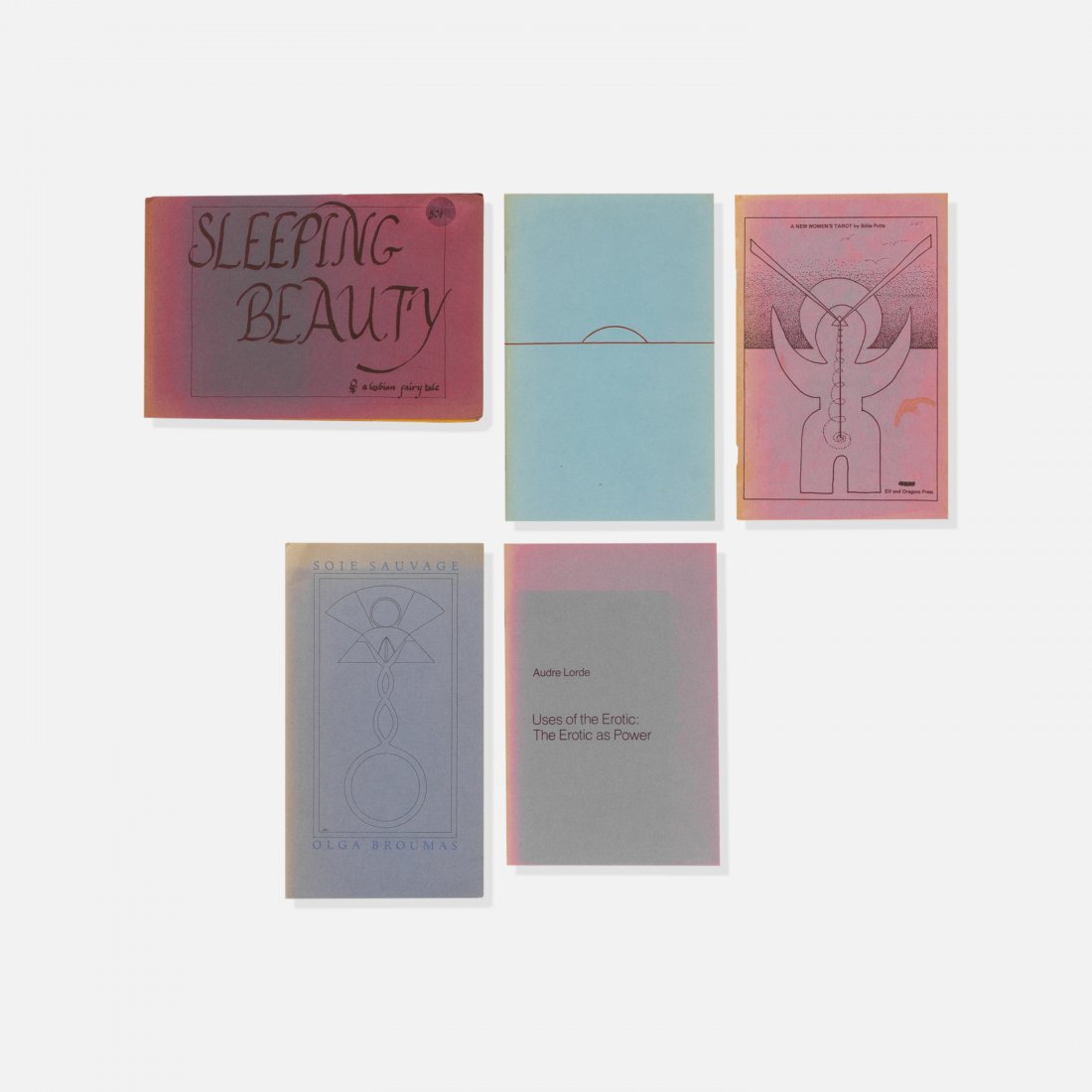 Women's Liberation Movement, Five Books: USA, 1972-1983 printed matter Five small-press books including: Sleeping Beauty: A Lesbian Fairy Tale, Revised Edition, Sojourner Truth Press, 1972 Writer's Sampler Series incl. work by Suzette Treeso