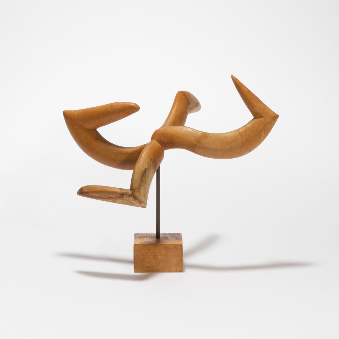Jan de Swart, Sculpture: USA, 1960s wood, steel 13.25" x 11.75" x 10" Carved wood sculpture by California artist and designer Jan de Swart, from the estate of Jock de Swart. Signed on bottom. key: midcentury, modern, modernis
