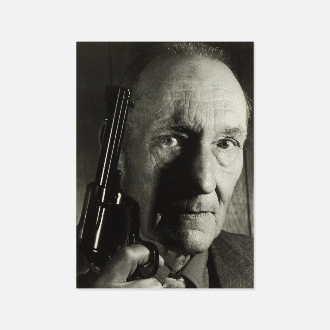 Gottfried Helnwein, William Burroughs with Gun: Germany, 1992 offset lithographic print 13 5/8” x 9 7/8” actual 19.75” x 16” mat William Burroughs with Gun by Gottfried Helnwein, as related to Helnwien's 'Faces' series and s