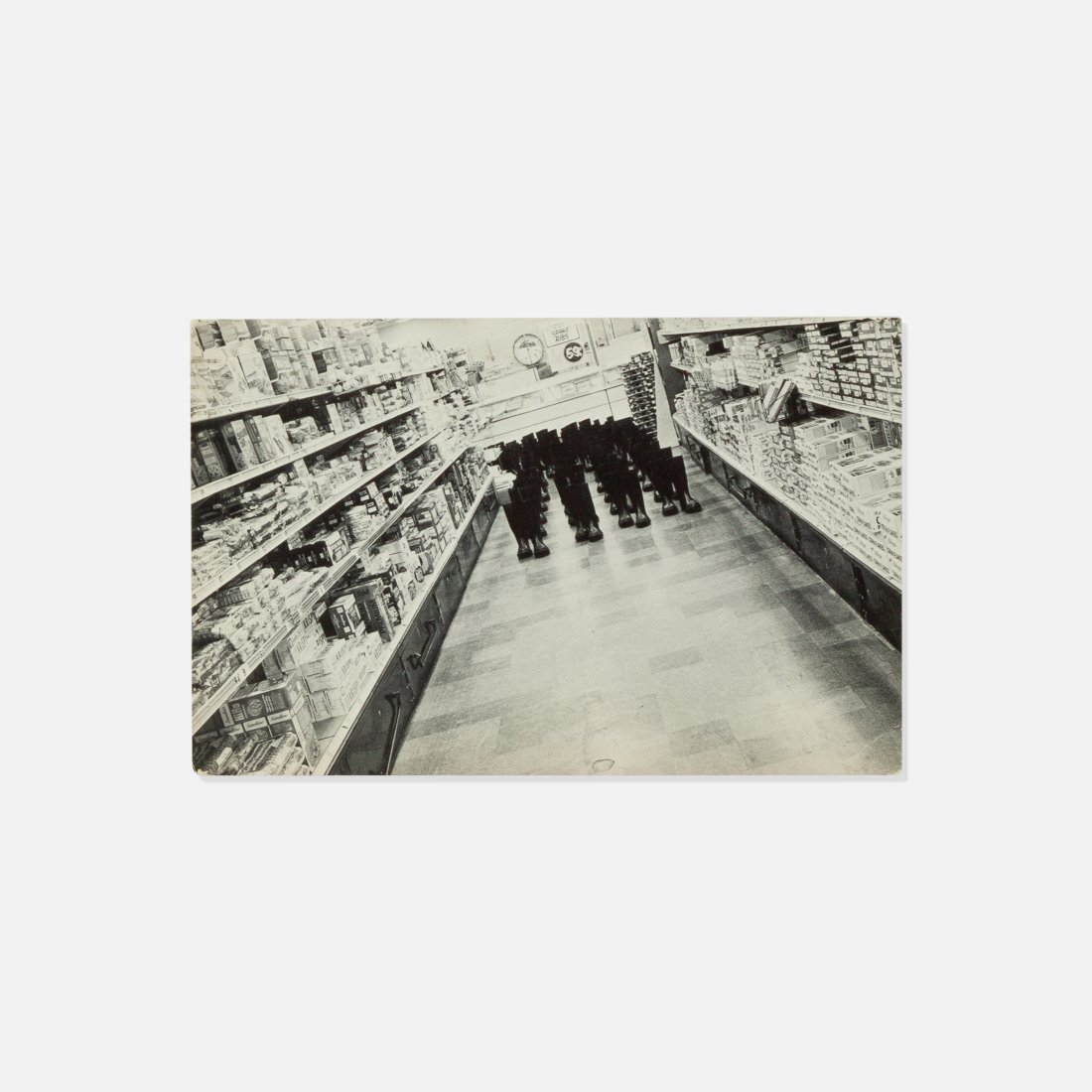 Eleanor Antin, 100 Boots in the Market: USA, 1971 printed matter 4.5” x 7” 100 Boots in the Market postcard by Eleanor Antin, Solana Beach, California; May 17, 1971, 9:30 A.M.; Photograph by Philip Steinmetz. Title, return addre