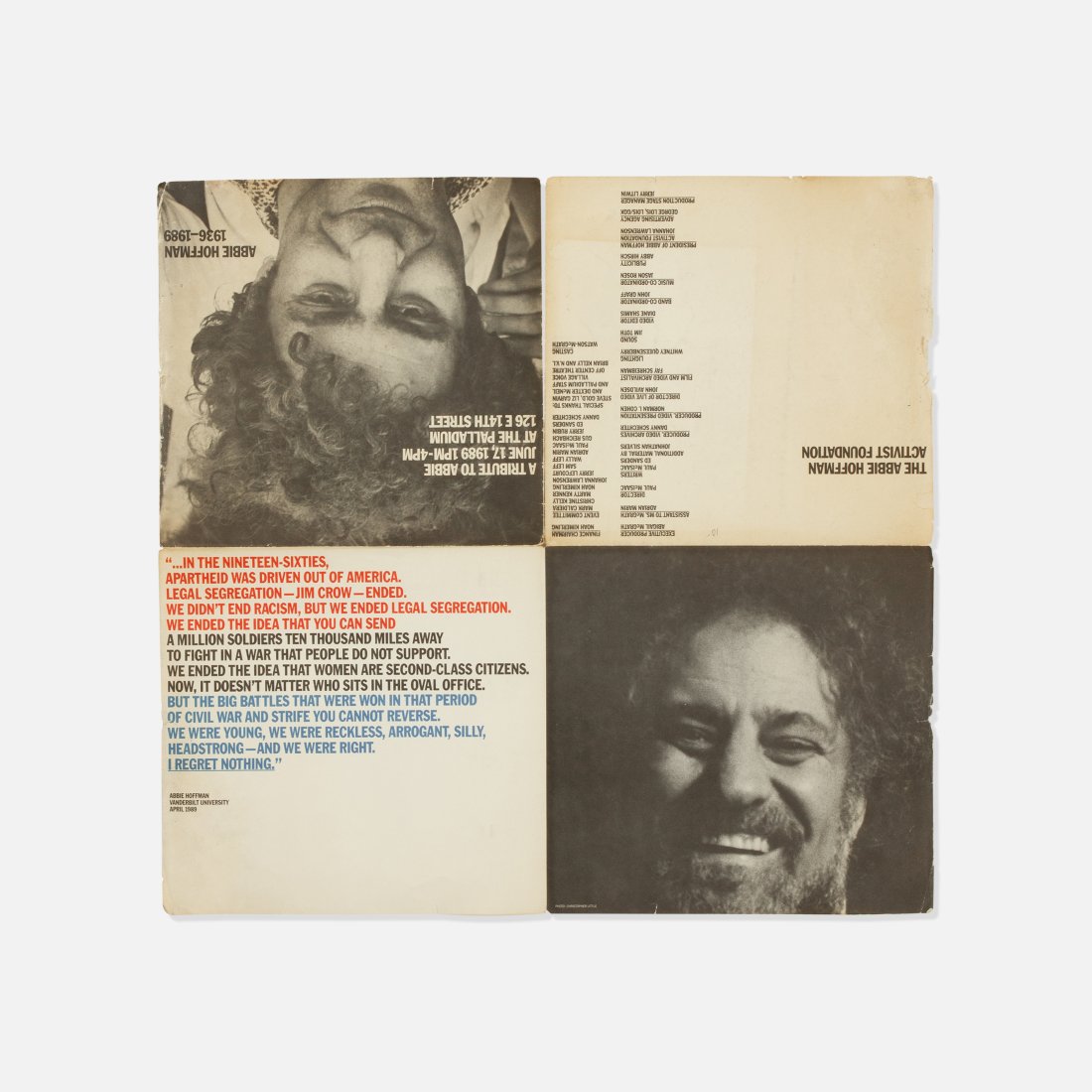 Abbie Hoffman Activist Foundation, Memorial Invite (1 of 1)