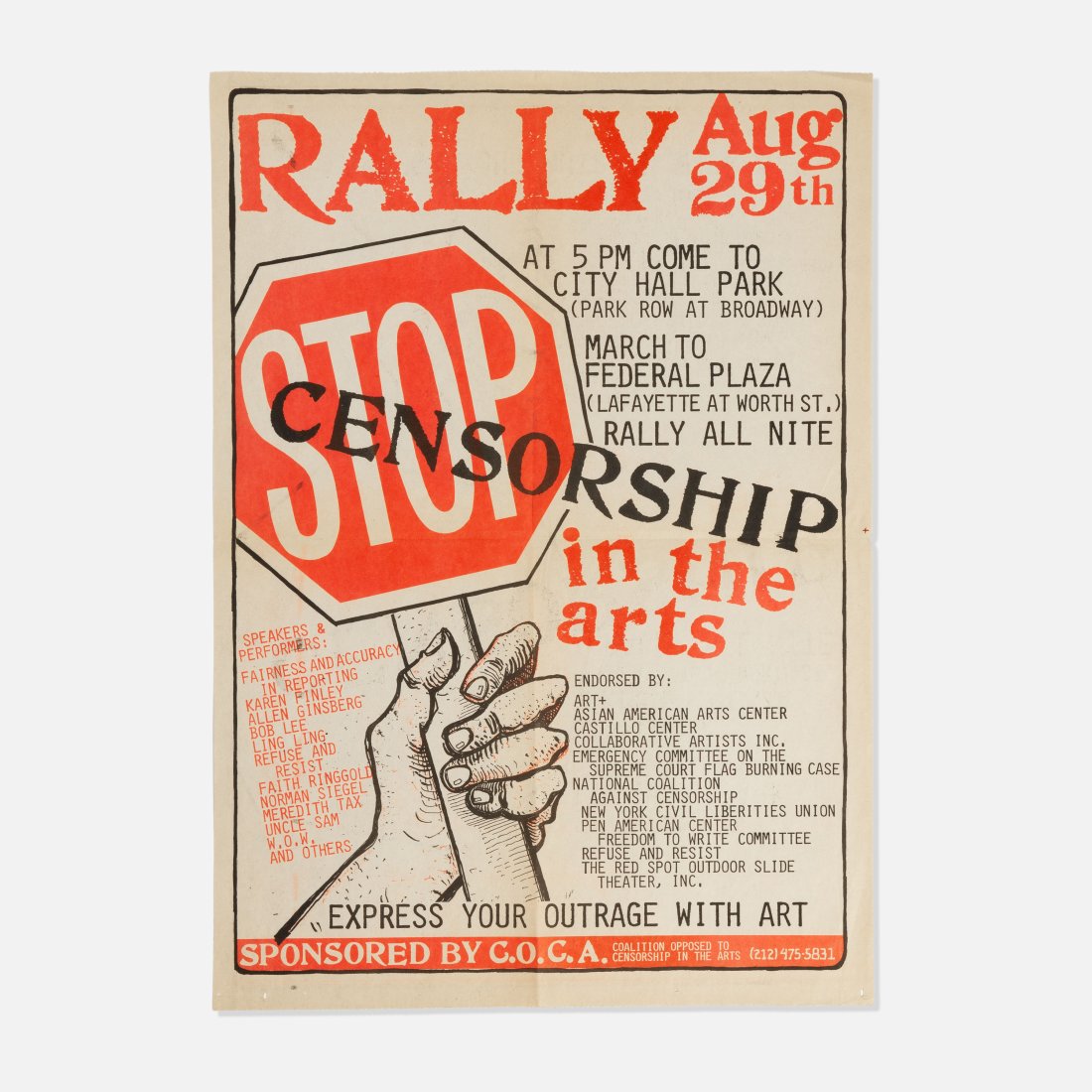 C.O.C.A., Censorship in the Arts Protest Poster (1 of 1)
