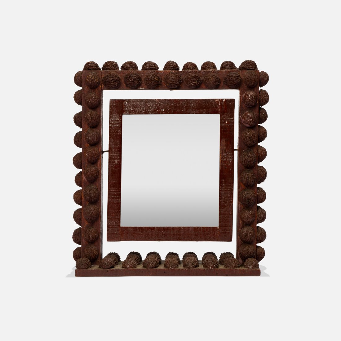 Folk Art, Painted Walnut Shell Mirror (1 of 6)
