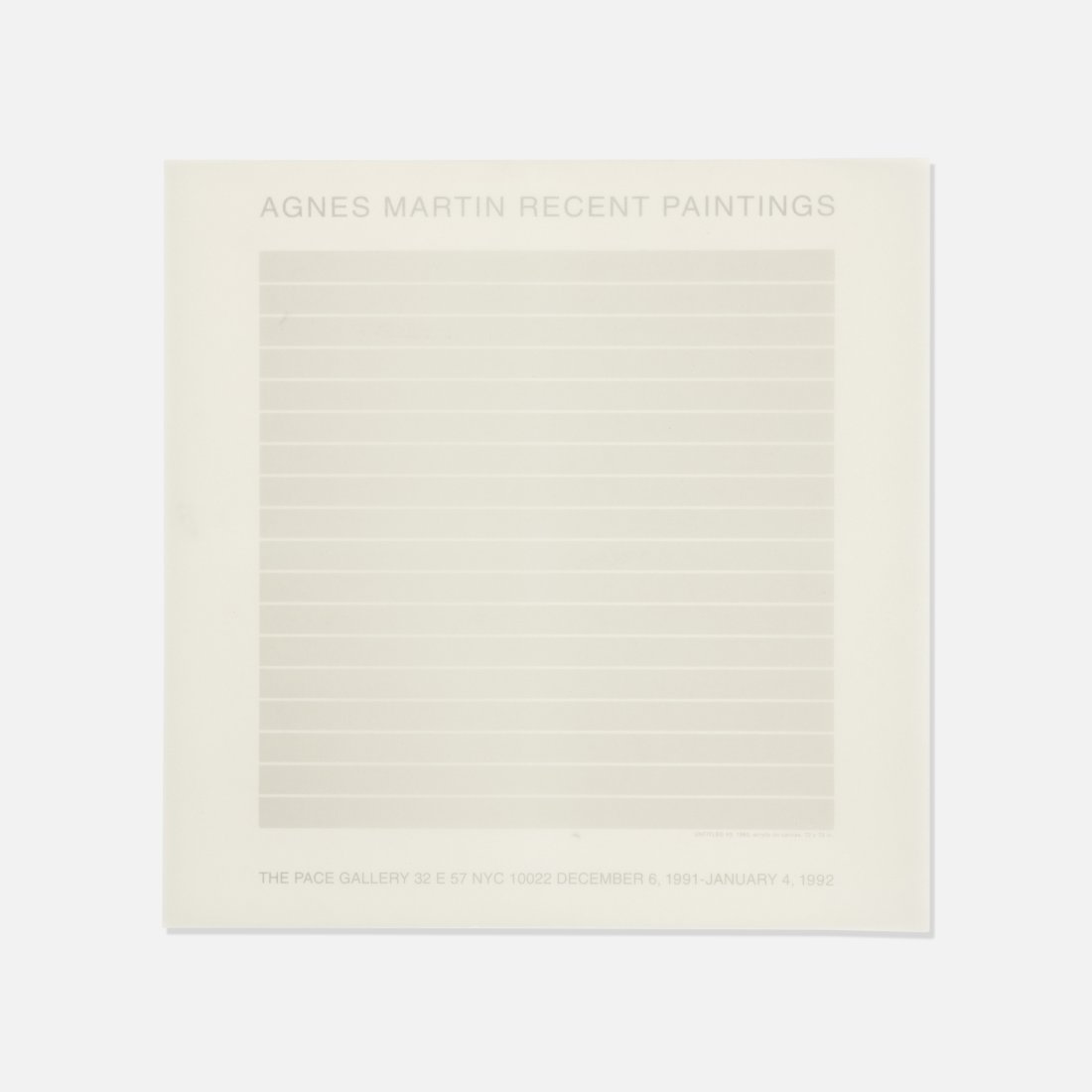 Pace Gallery, Agnes Martin, Recent Paintings Invite (1 of 1)
