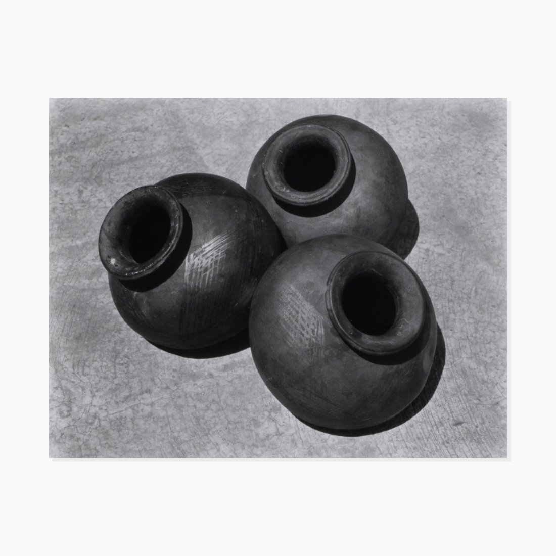 Edward Weston, Jarros de Oaxaca: Oaxaca, 1926 printed 1970s gelatin silver print 15” x 13 1/4” mount 9 1/2” x 7 1/2” image Jarros de Oaxaca by Edward Weston, printed by Cole Weston from the original negative.