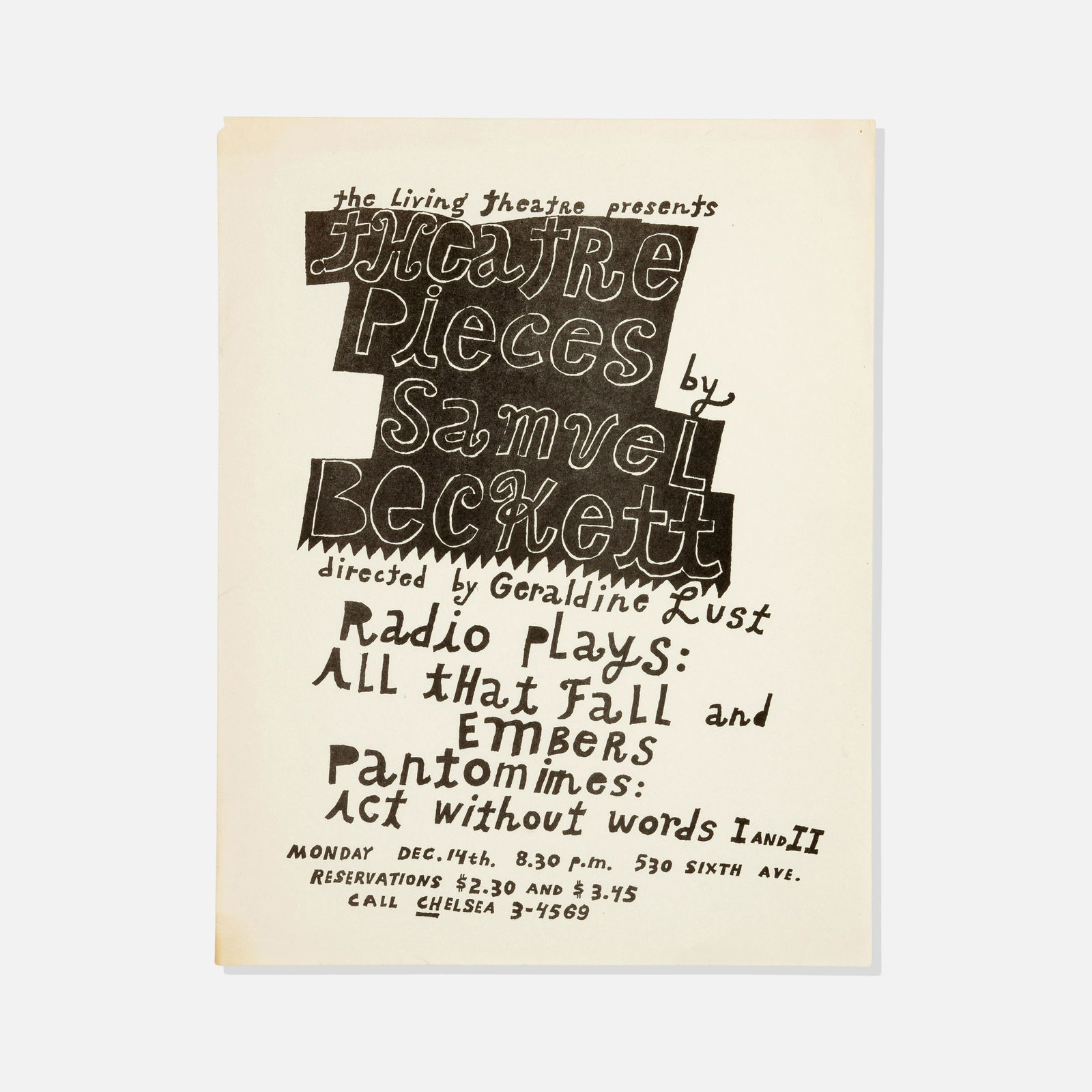 Ray Johnson, The Living Theatre, Samuel Beckett Flyer (1 of 1)