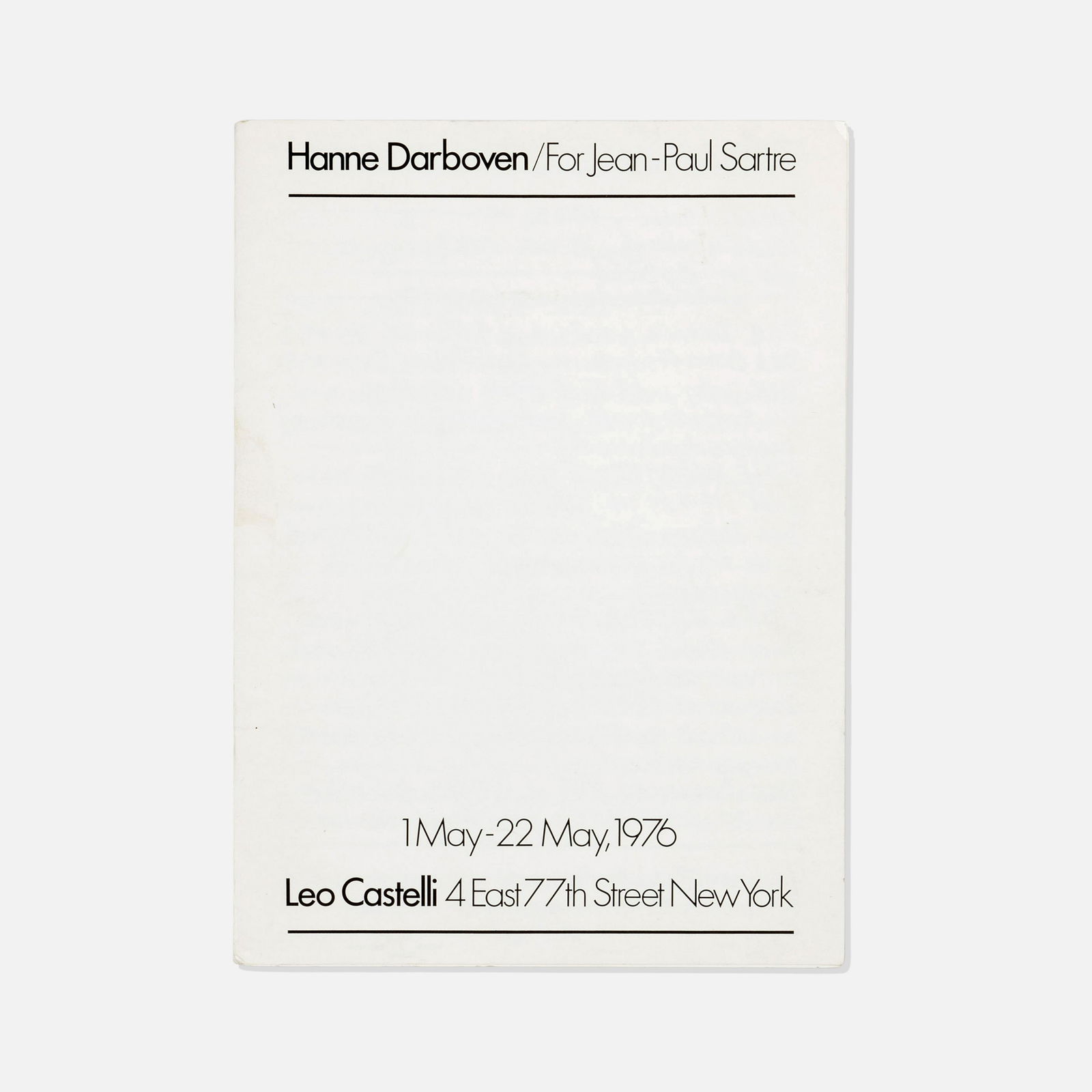 Leo Castelli Gallery, Hanne Darboven, For Jean-Paul Sartre Pamphlet (1 of 2)