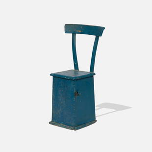 Primitive, Painted Cabinet Chair: USA, Late 19th century wood, paint, hardware 33 1/8” x 18” x 14” x 18” seat Painted storage chair with twig stiles and crest rail. Tags: modern, modernist, modernism, design, s