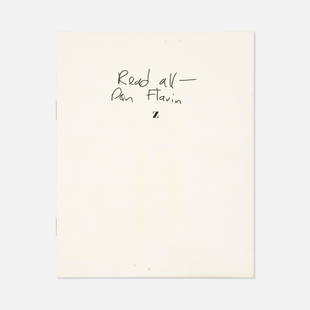 Galerie Rudolf Zwirner, Catalog, Signed and Notated by Flavin: Germany, 1966 printed matter 6” x 7 1/4” Untitled exhibition catalog published on the occasion of Dan Flavin's first solo show in Europe at Galerie Rudolf Zwirner, 1966. Including installa