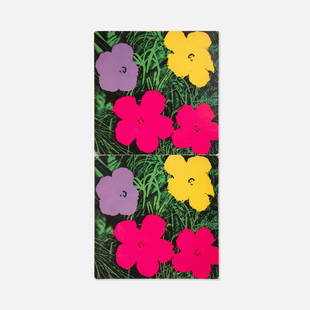 After Andy Warhol, Two Uncut Flowers Postcards: USA, 1970s printed matter 14 1/8" x 7" Uncut postcards with reproduction of Flowers by Andy Warhol, 1970. Tags: modern, modernist, modernism, pop, art, artist, nyc, downtown, ephemera, mail