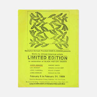 Art International/Gloria Lynch-Boone, Limited Edition Flyer: NYC, 1989 printed matter 11” x 8 1/2” Flyer promoting [LIMITED EDITION], a show of works by African-American artists presented by David Dinkins and curated by [Art International/Gloria