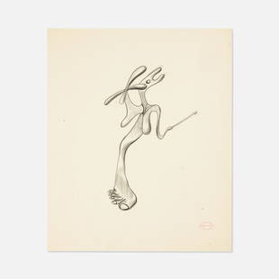 Robert Caby, Untitled Drawing: France, Mid 20th Century graphite on paper 10&rdquo; x 8&rdquo; Surrealist drawing by Robert Caby. Caby, an associate of Darius Milhaud and Pablo Picasso, produced surrealistic drawings along with wri