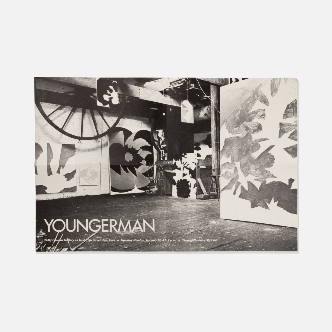 Betty Parsons Gallery, Jack Youngerman Poster: USA, 1960 printed matter 20” x 13 1/4” Poster to accompany the Jack Youngerman show at Betty Parson's Gallery, January 11-30, 1960. Tags: modern, modernist, modernism, ephemera, opening, f
