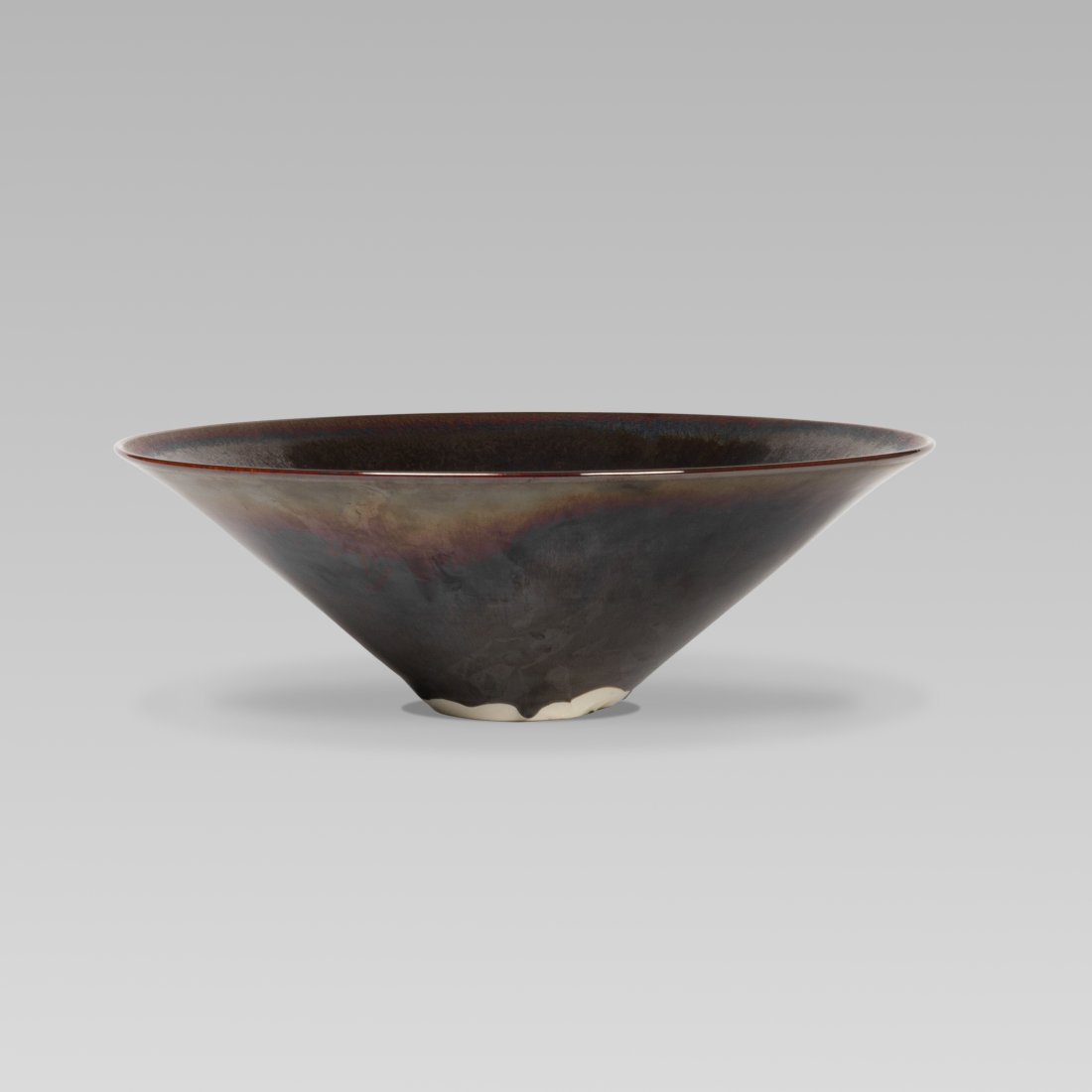 HIdeaki Miyamura, Bowl: New Hampshire, c. 2000 glazed porcelain 5" x 15 1/4"d Porcelain bowl by Hideaki Miyamura with iridized black glaze. Incised signature to underside. Tags: modern, modernist, modernism, potter, ceramic,