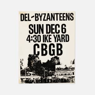 CBGB, Del-Byzanteens, Ike Yard, Flyer: USA, 1981 printed matter 11&rdquo; x 8 1/2&rdquo; Flyer for a concert by Del-Byzanteens with Ike Yard at CBGB. Del-Byzanteens was an early musical project of Jim Jarmusch, known for his pioneering wor