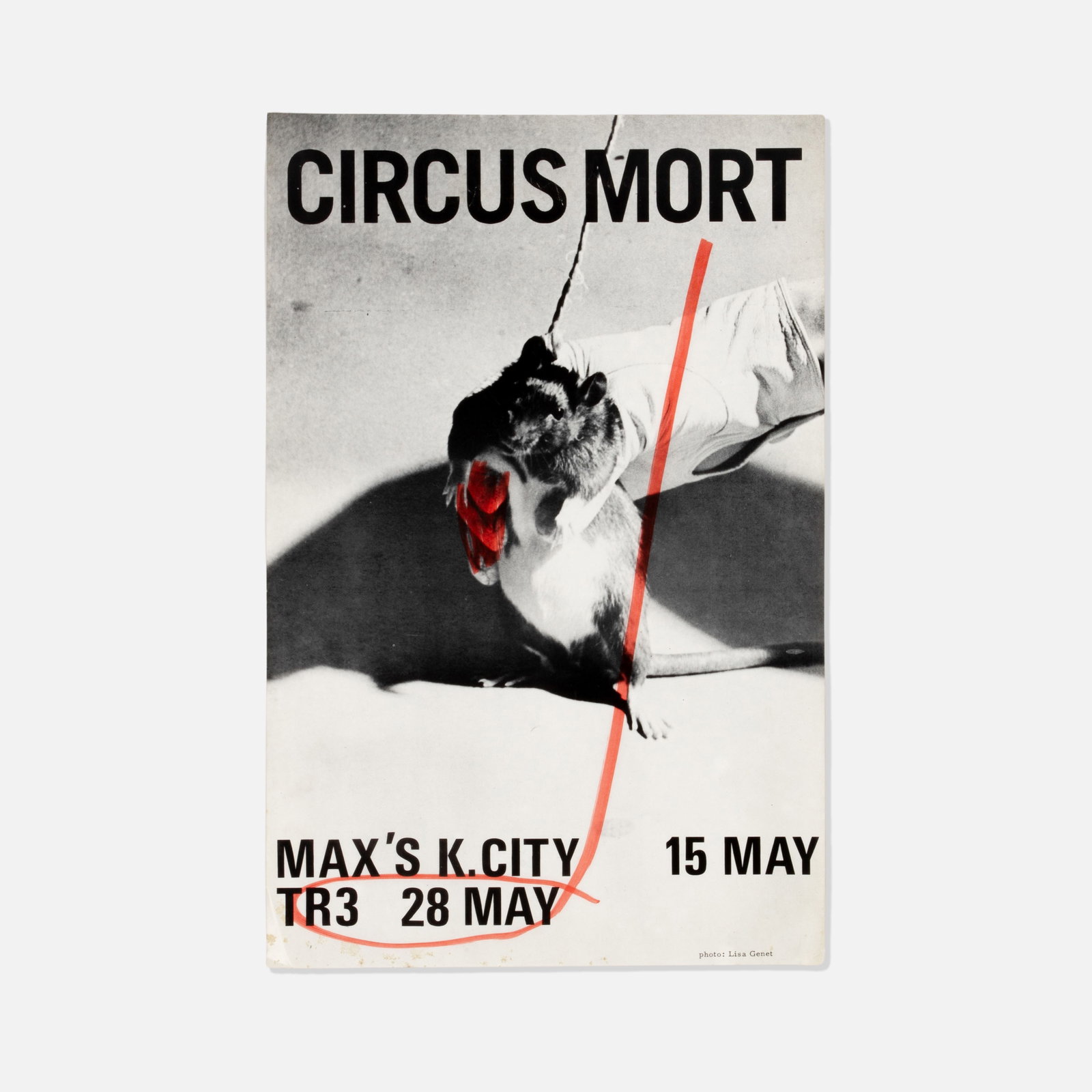 Max's Kansas City, TR3, Circus Mort, Flyer: USA, 1979-80 printed matter, marker 17” x 11 1/8” Flyer promoting a series of two concerts by Circus Mort at Max's Kansas City and TR3. Circus Mort was an early collaboration by Swans fron