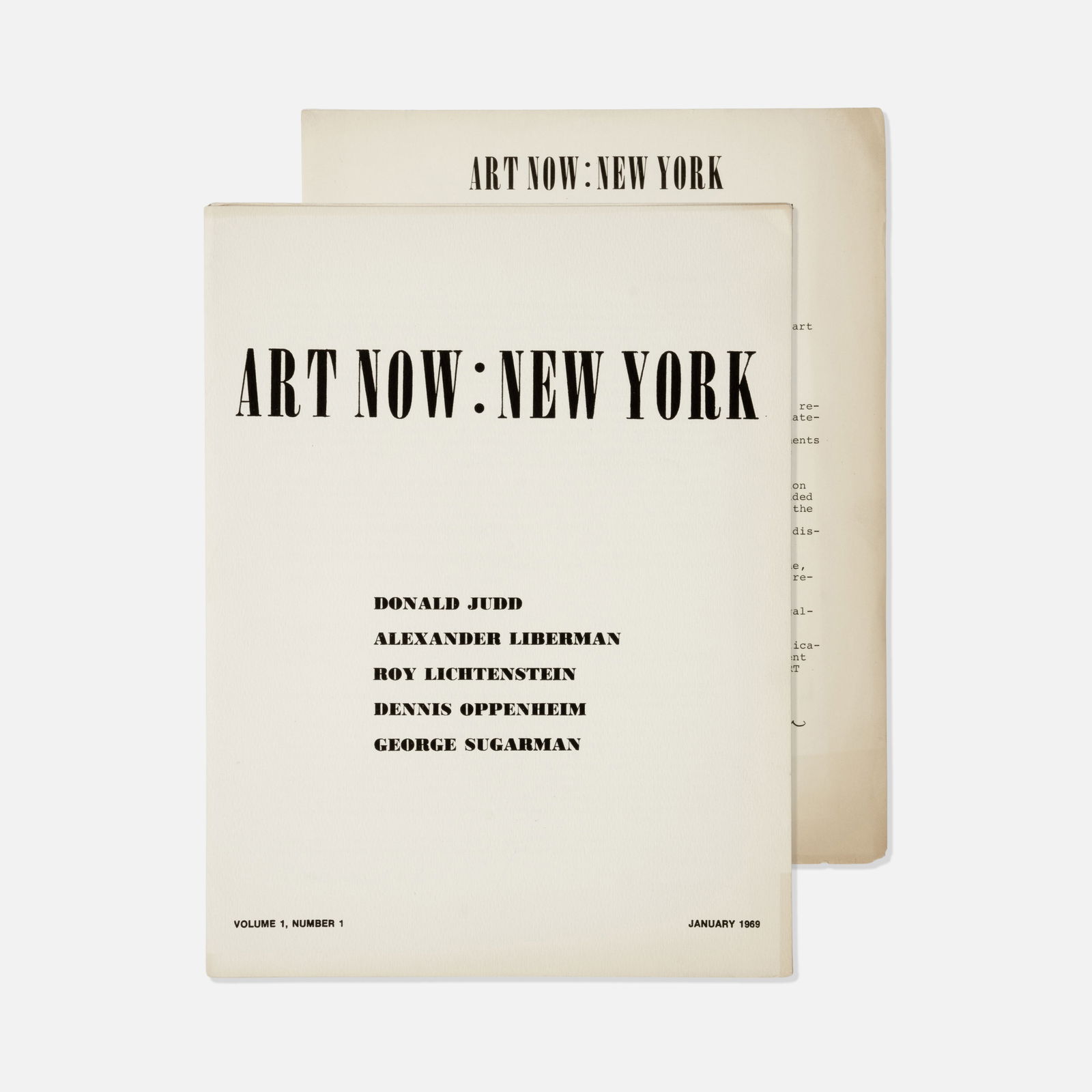 Art Now: New York, Vol. 1, No. 1 with Letter (1 of 3)