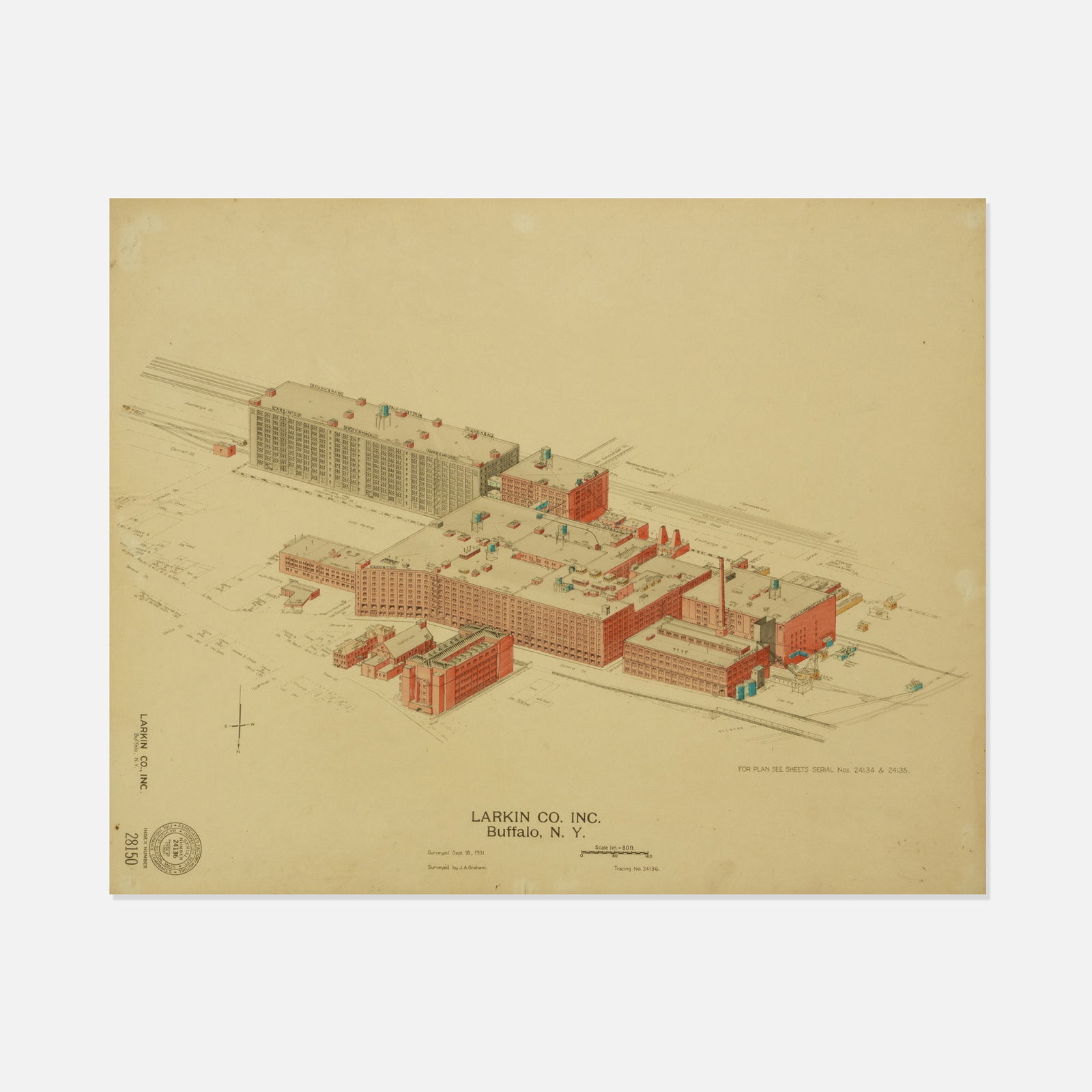 Larkin Co., Architectural Rendering, Incl. Larkin Administration Building by Frank Lloyd Wright (1 of 3)