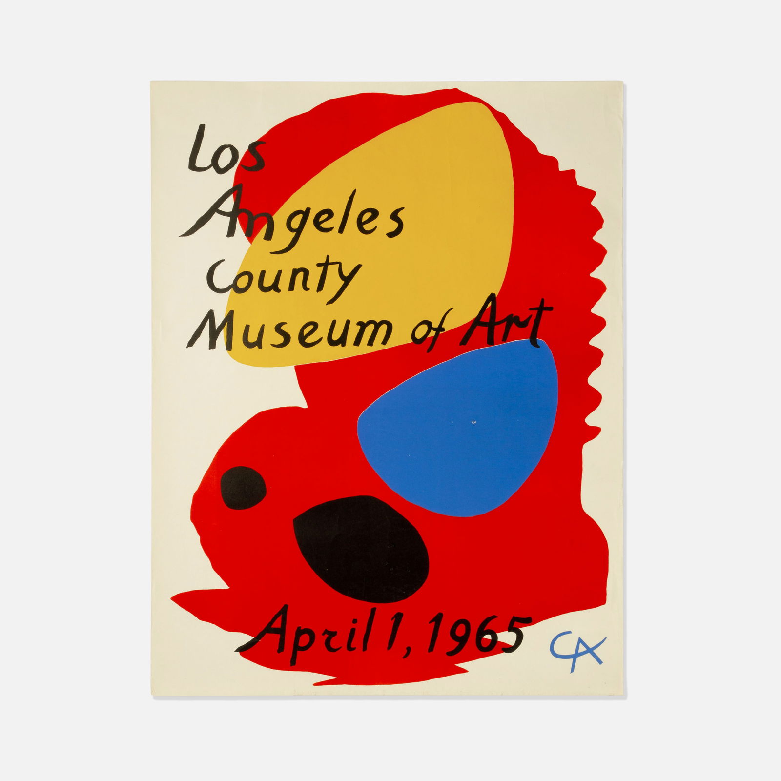 Los Angeles County Museum of Art, Alexander Calder, Poster: USA, 1965 lithograph 32” x 24 5/8” Poster by Alexander Calder published on the occasion of his 1965 show at the Los Angeles County Museum of Art. Tags: modern, modernism, modernist, abstra