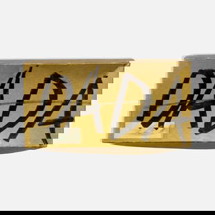 Robert Loughlin, Untitled (DADA): USA, 2006 acrylic on cardboard 1” x 10” x 5 1/4” Initialed and dated to bottom [RL 06] with two painted dividends, [FAR] and [POPO]. Provenance: Acquired directly from the artist;