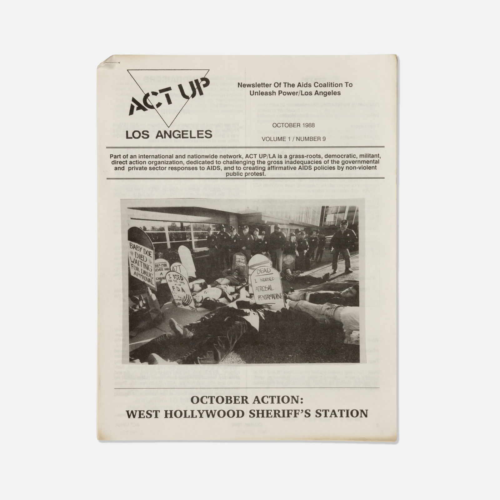 ACT UP, Newsletter Vol. 1, No. 9 (1 of 2)