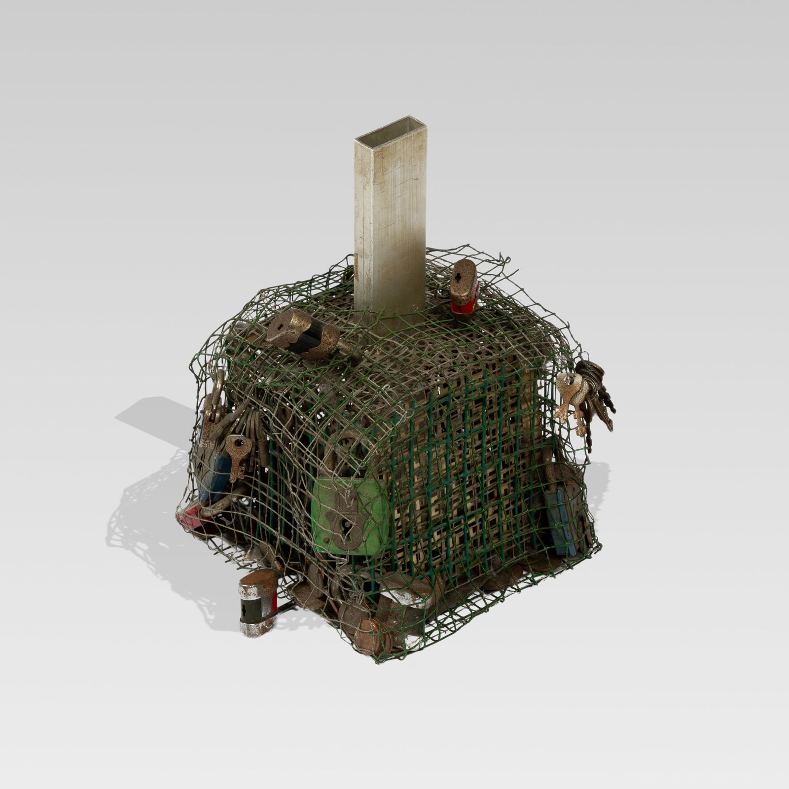 Vernacular, Wire Mesh Padlock Bank (1 of 4)