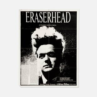 Libra Films, David Lynch, Eraserhead Poster: USA, c. 1978 22" x 17" offset print Uncommon poster for Eraserhead, by David Lynch, published by Corinth Films, New York, NY, with a quote by Jack Kroll for his writeup on the film in Newsweek,