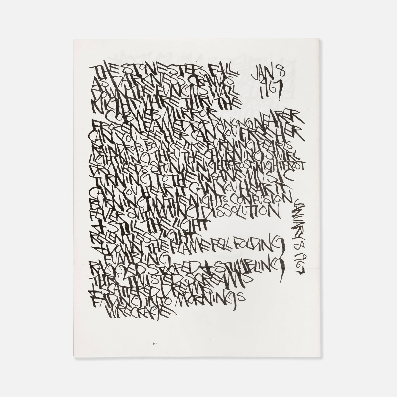 Martin Wong, Footprints, Poems and Leaves, Looseleaf Insert (1 of 2)