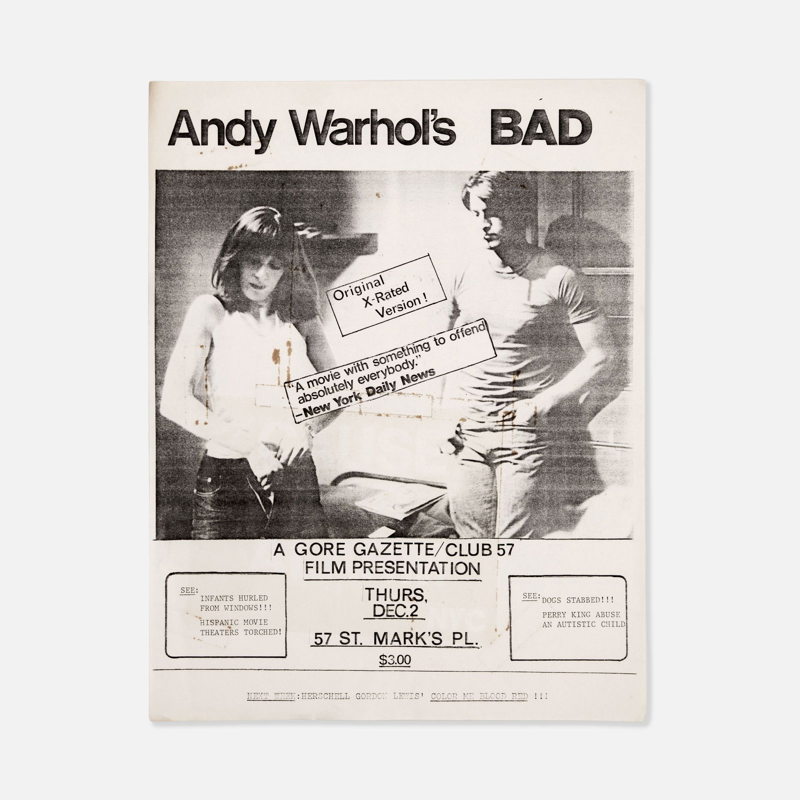 Club 57, Gore Gazette, Andy Warhol, Bad Flyer (1 of 1)