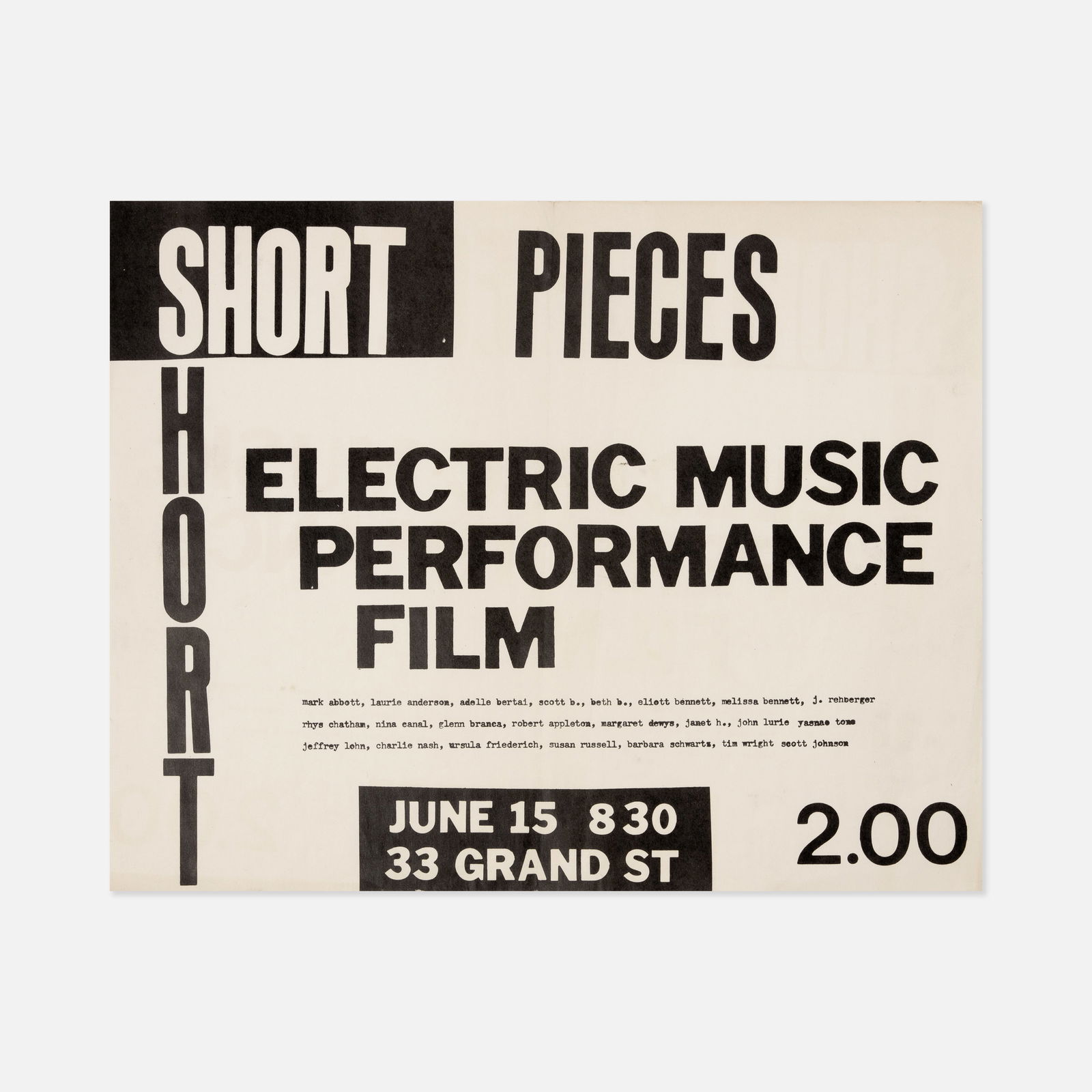 TR3, Virginia Piersol, Jeffrey Lohn, et al., Short Pieces, Poster (1 of 1)