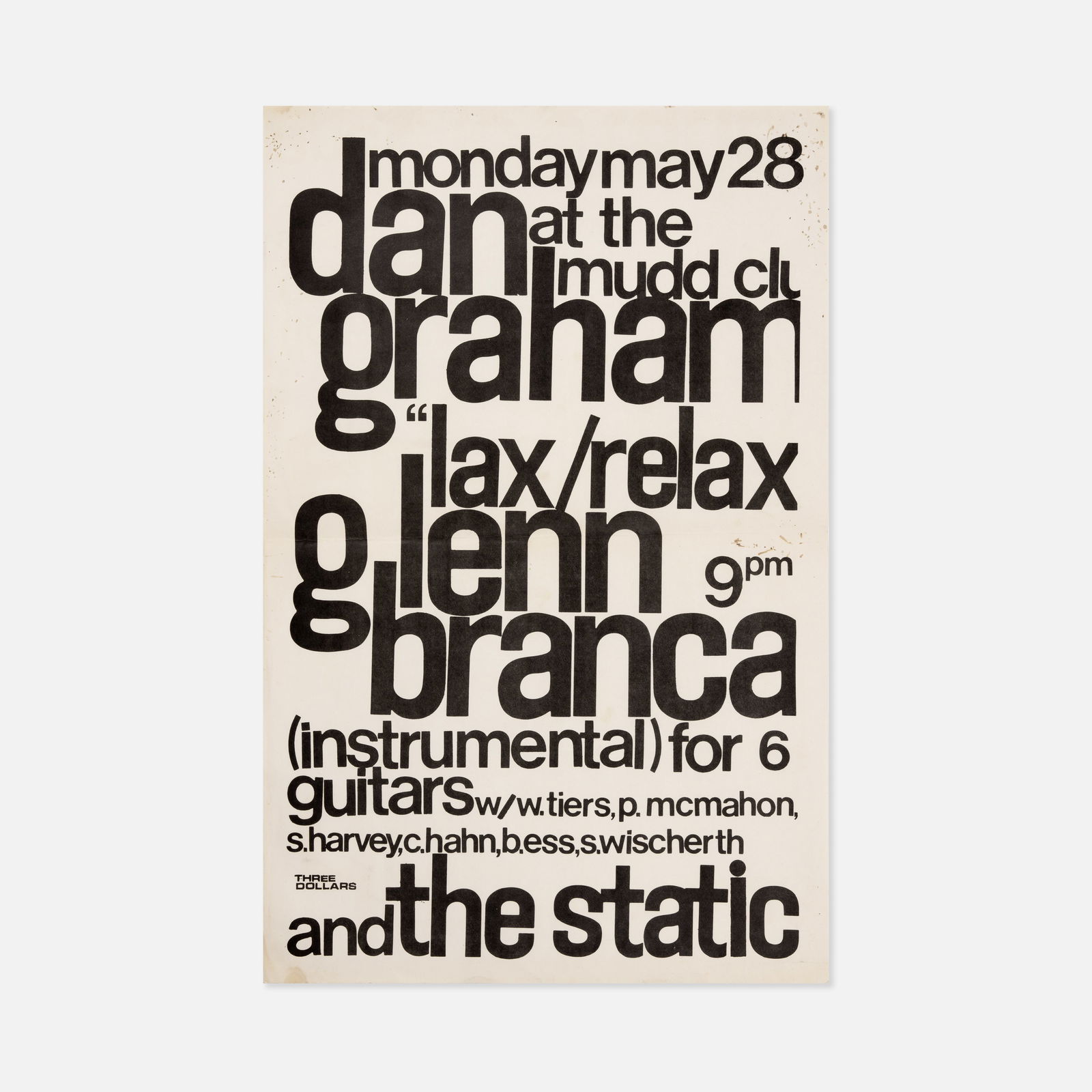 Mudd Club, Dan Graham, Glenn Branca, Poster (1 of 1)