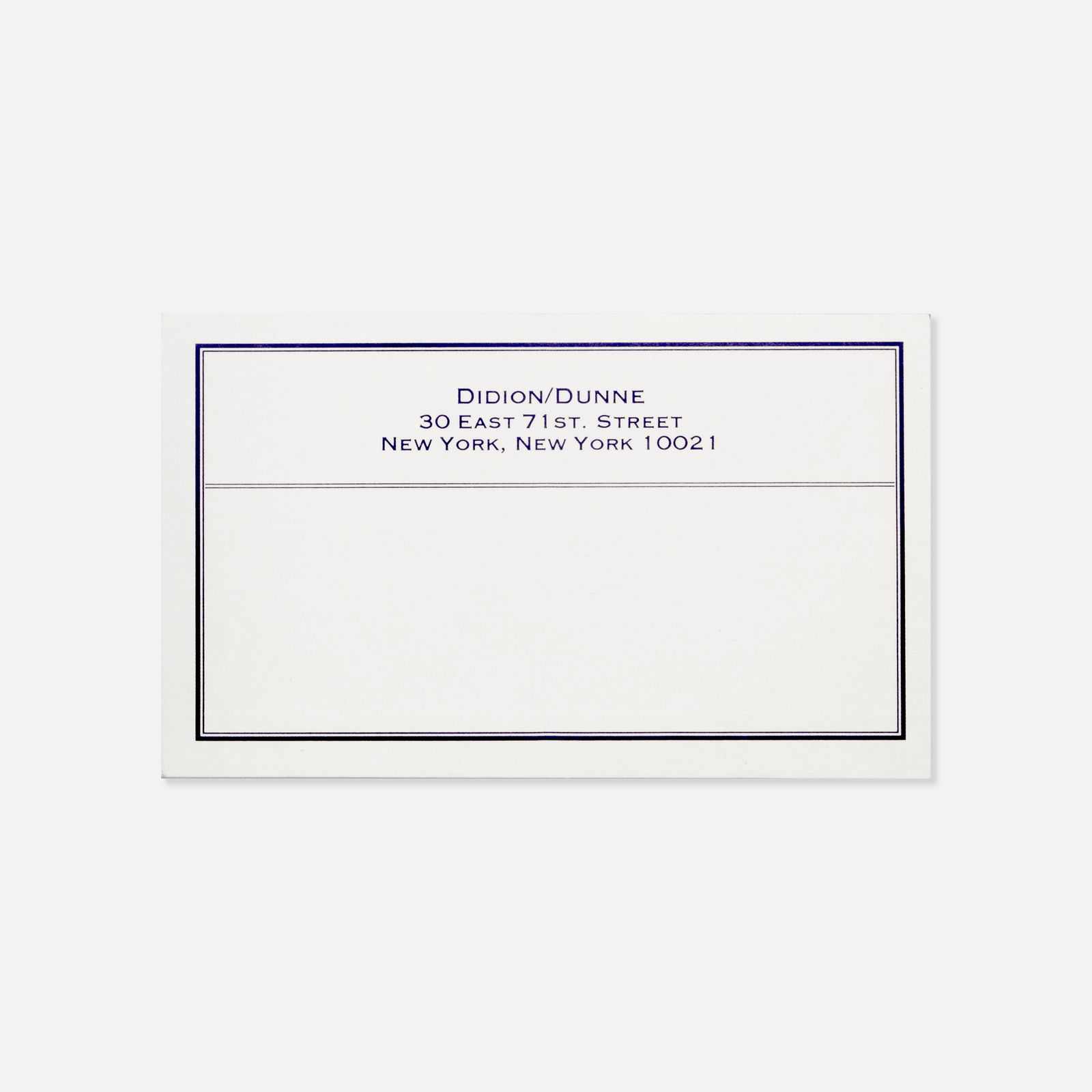 Joan Didion, John Dunne, Address Card (1 of 1)