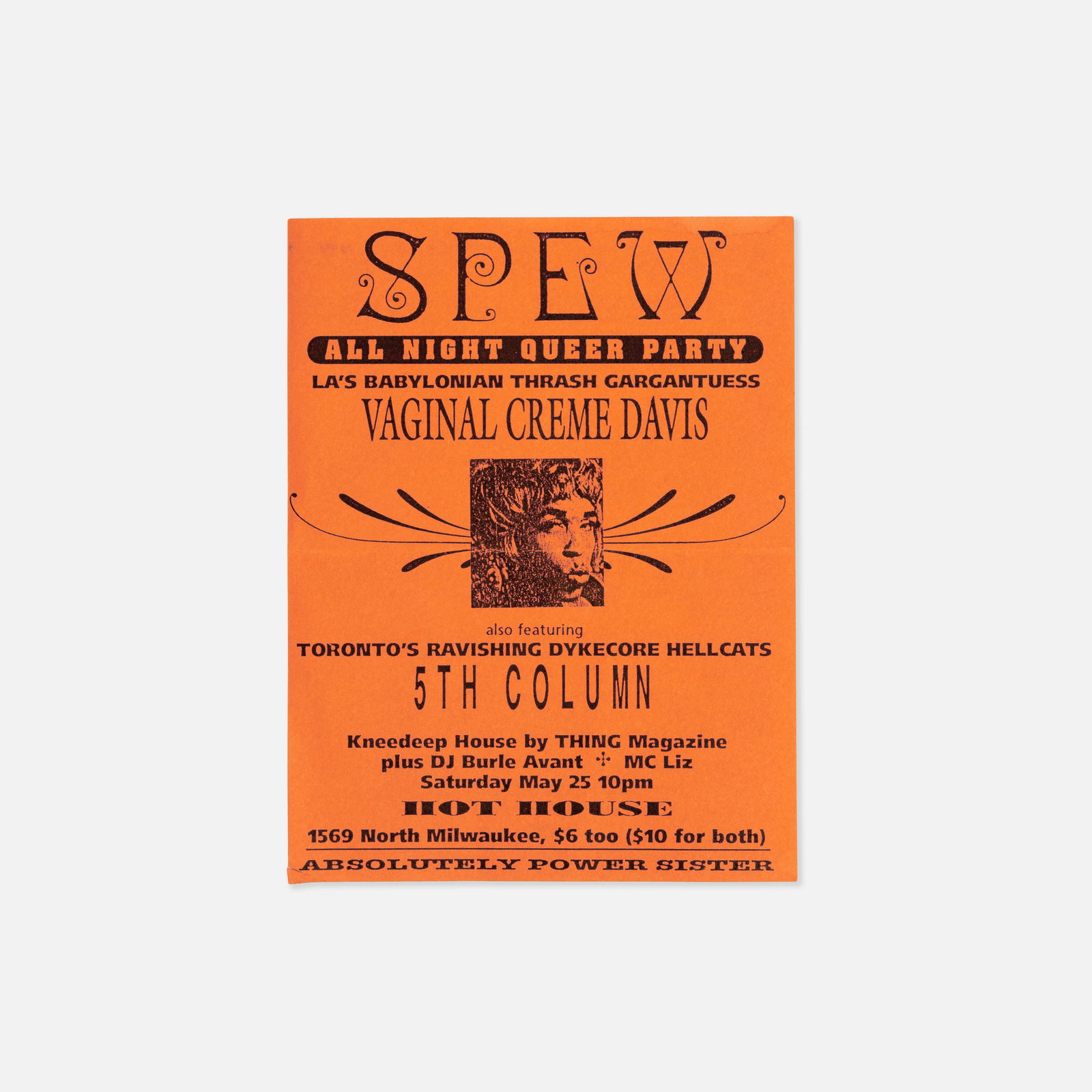 Hot House, Spew, Vaginal Creme Davis, Handbill (1 of 2)