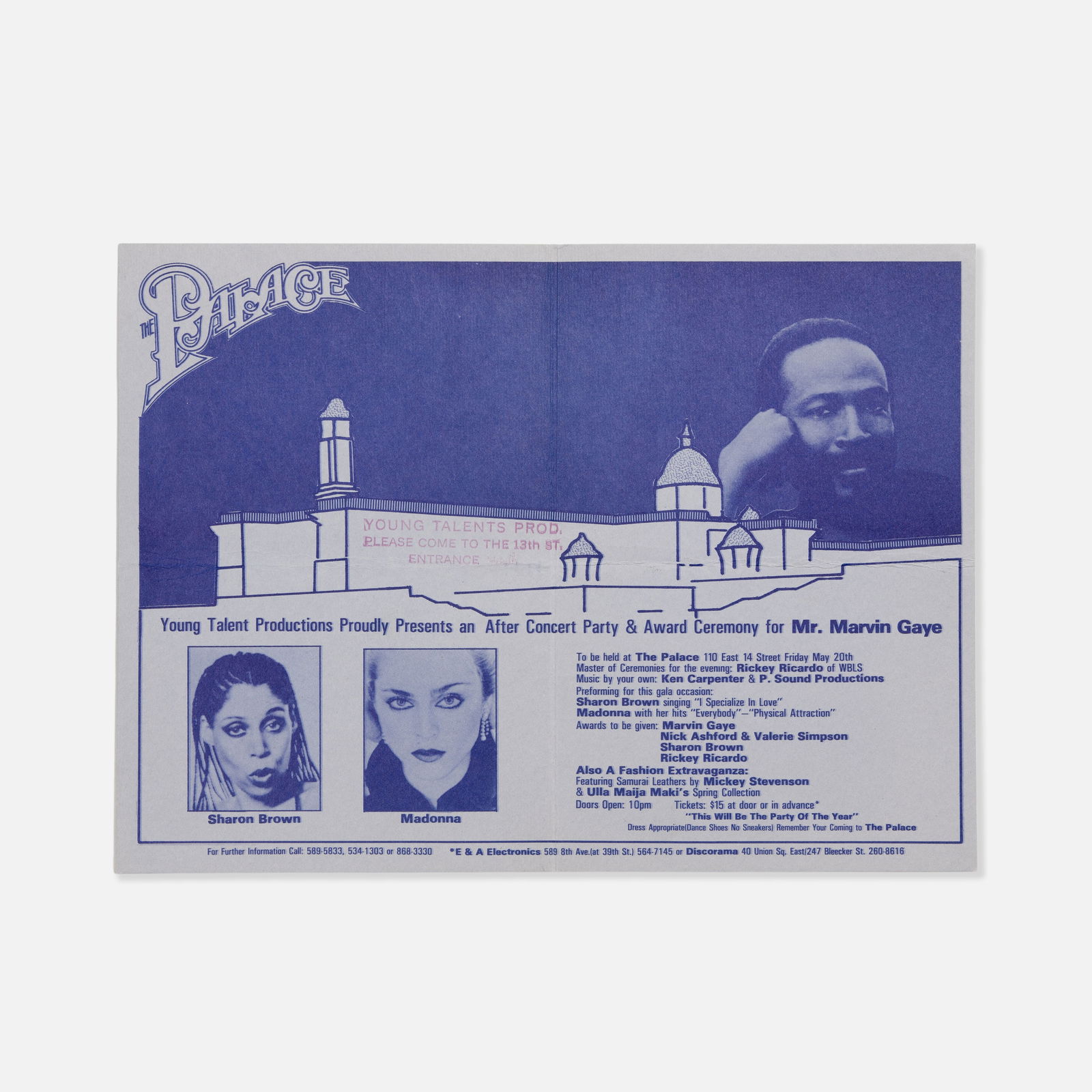 Young Talents Productions, The Palace, Marvin Gaye, Madonna, Flyer (1 of 1)