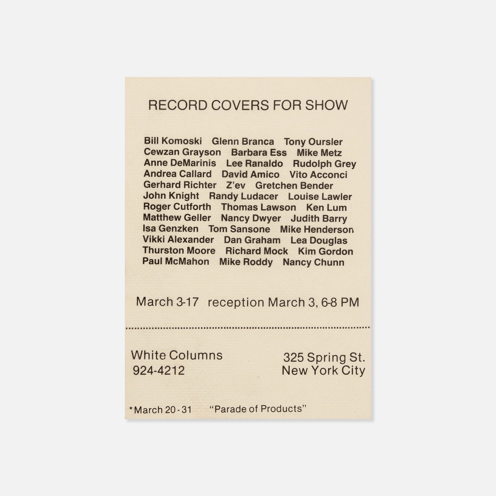 White Columns, Record Covers for Show, Invitation Card (1 of 1)