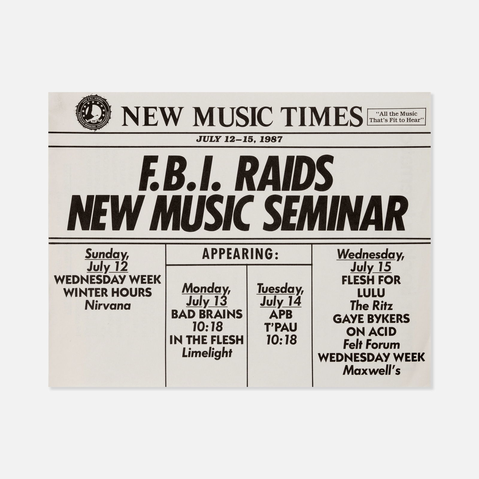 Frontier Booking International, Show Calendar (1 of 1)