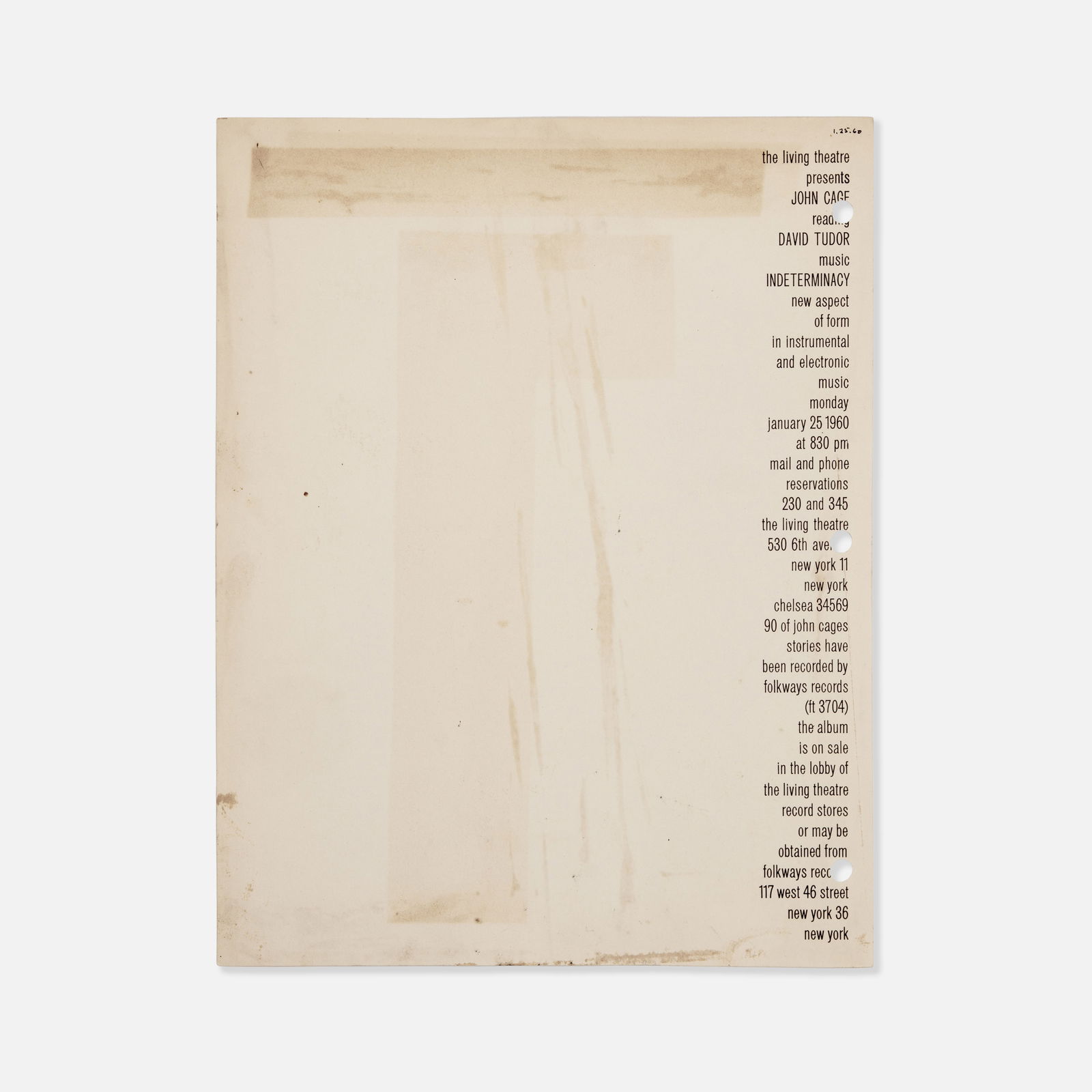 The Living Theatre, New Aspect of Form in Instrumental and Electronic Music, Flyer (1 of 1)