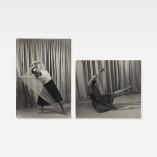 Anonymous, Two Photographs, Modern Dancers: USA, c. 1940s 8 1/2 x 5 7/8 in. largest silver gelatin Two photographs of modern dancers performing in the manner of Martha Graham.